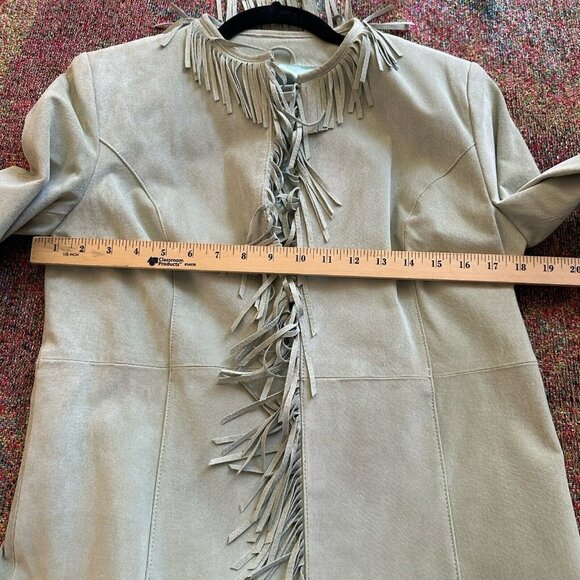 VTG Pamela McCoy Western Jacket Suede Leather Fringe Women's Green Size S NWT - Picture 10 of 11